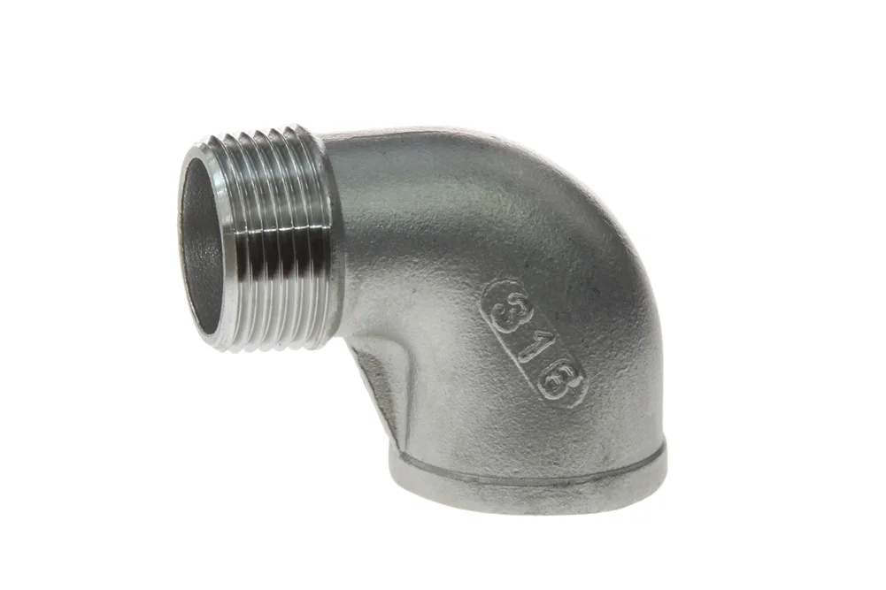 Gomito 90° con filettatura interna BSP/esterna BSPT, acciaio inox, tipo VT153