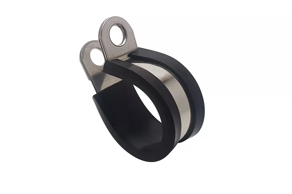 Fascetta di fissaggio DIN 3016 RUBBER P-CLIP, larghezza fascia 12 mm, acciaio al carbonio