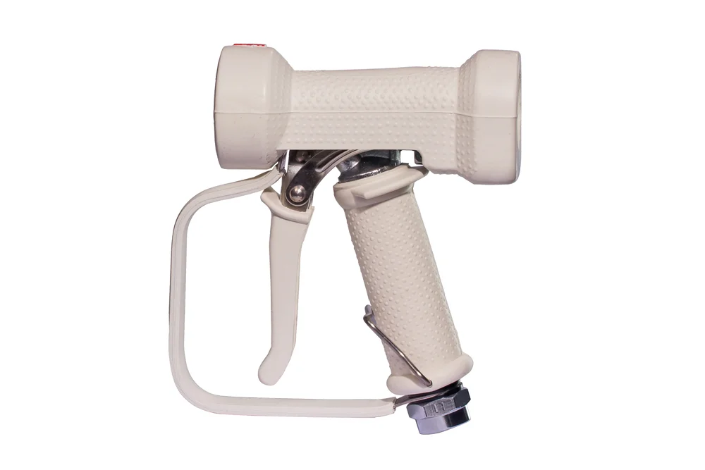Pistola per acqua con protezione grilletto, ottone cromato, AKBO HEAVY DUTY, bianca