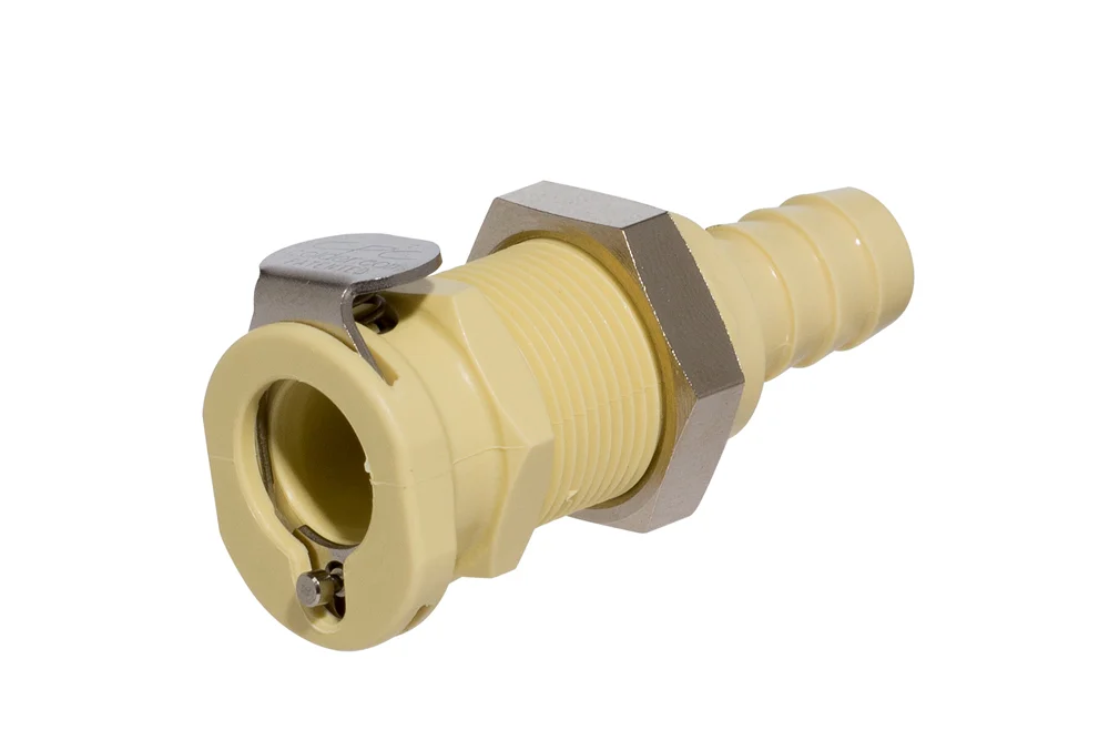 Presa passaparete di innesto rapido per tubo, con valvola, polipropilene, serie PLC DN 6,3