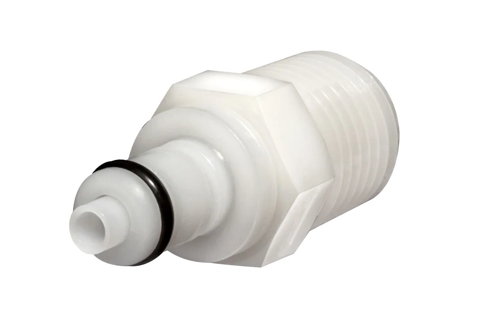 Spina rapida con filettatura NPT M e valvola, acetalica, serie PMC DN 3.2