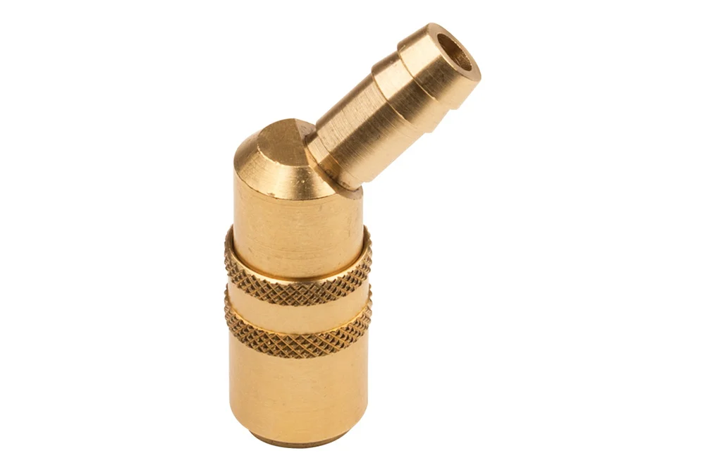 Presa rapida 45° DN 6 con attacco per tubo, serie TST 060, ottone