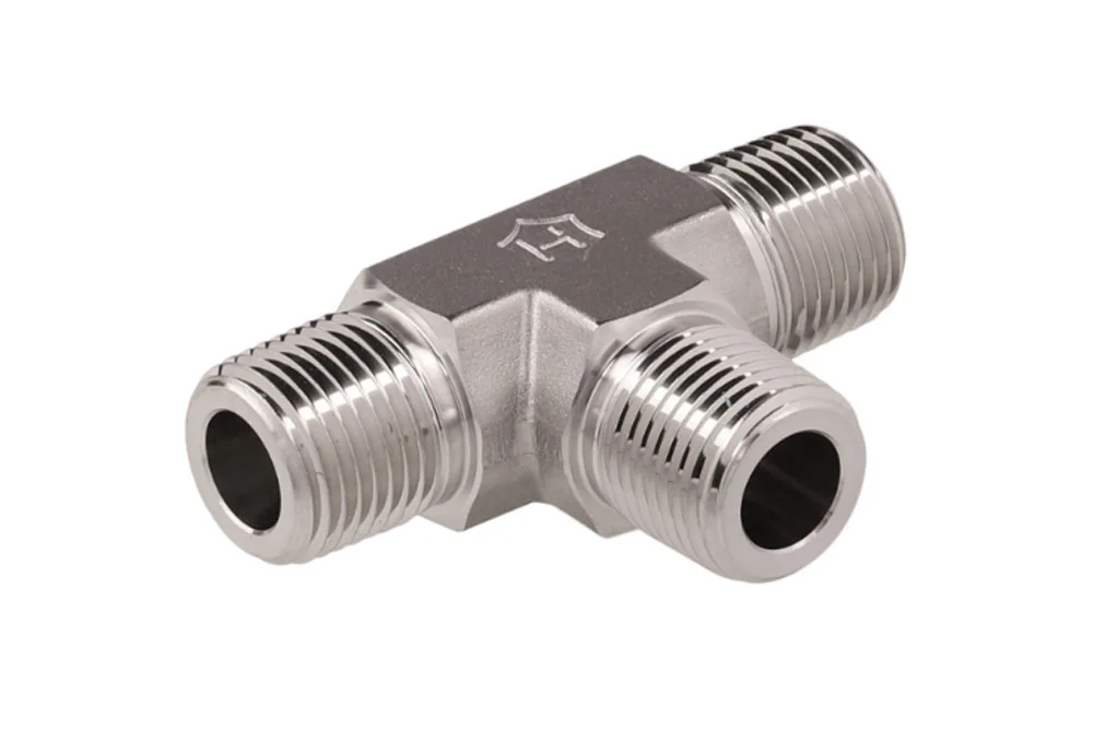 Raccordo a T con filetto esterno NPT in acciaio inox, 101HM