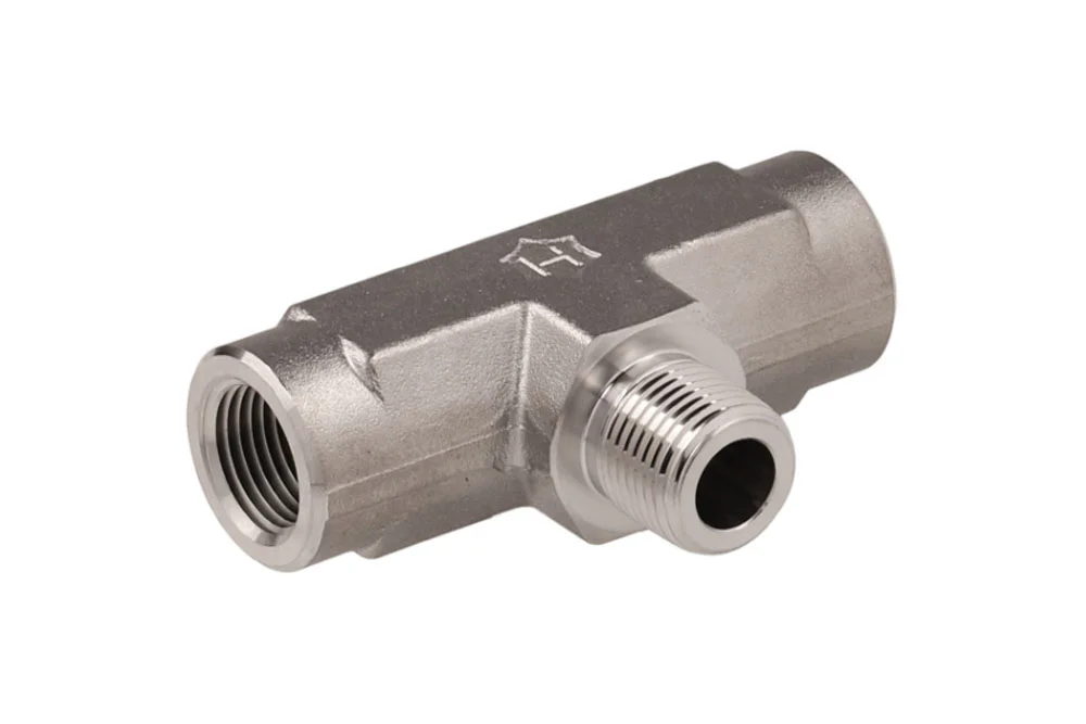 Raccordo a "T" avvitabile con 2 x GW NPT/GZ NPT acciaio inox, 3600H