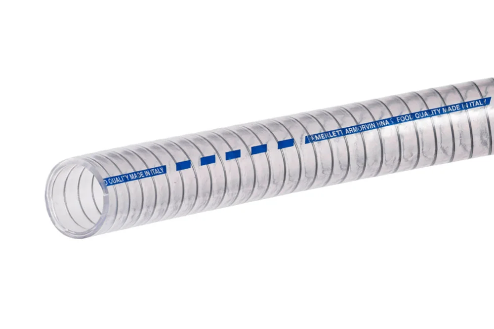Tubo in PVC per sostanze alimentari rinforzato con spirale in filo d'acciaio ARMORVIN HNA