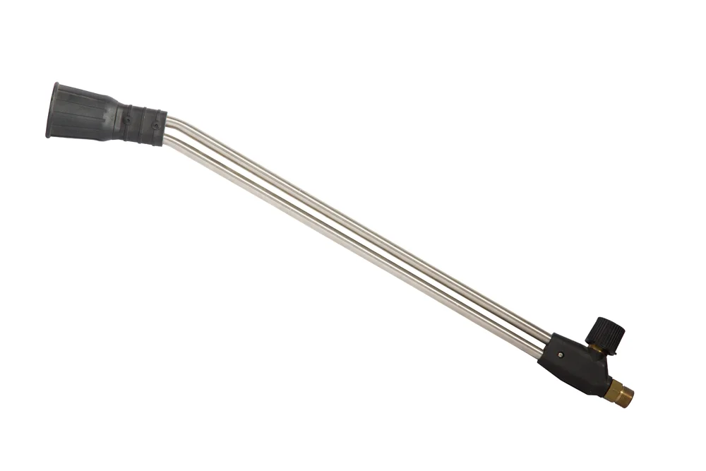 Lancia doppia curva con manopola, ingresso GZ M22x1.5, acciaio inox