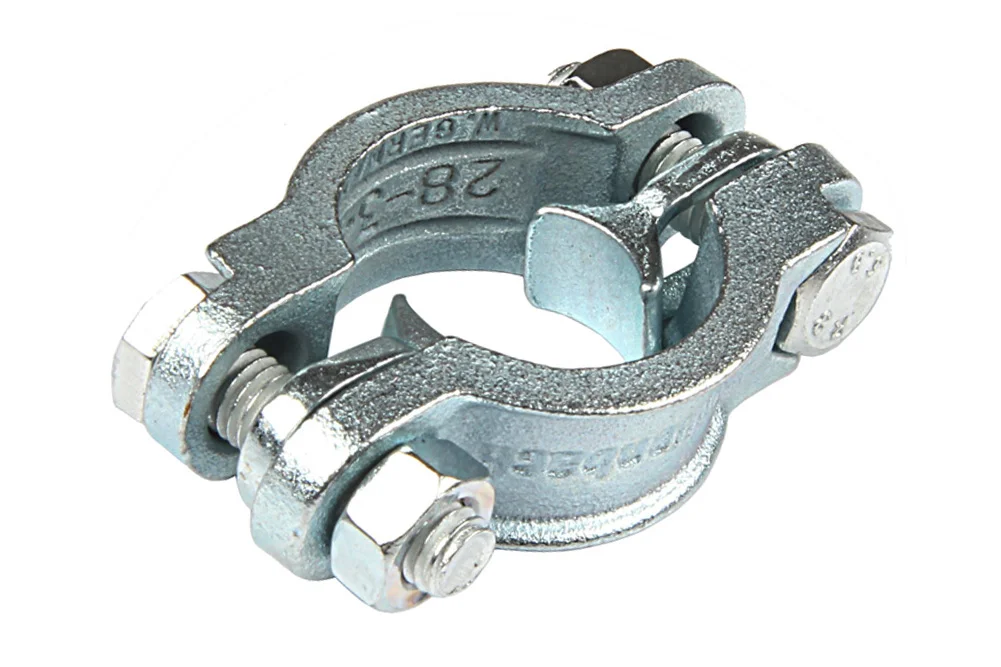 Fascetta stringitubo, a due pezzi con linguetta libera, DIN 20039 A, ghisa
