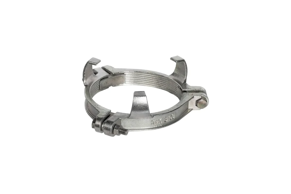Fascetta stringitubo a tre pezzi con ganci, DIN 20039 B, ghisa