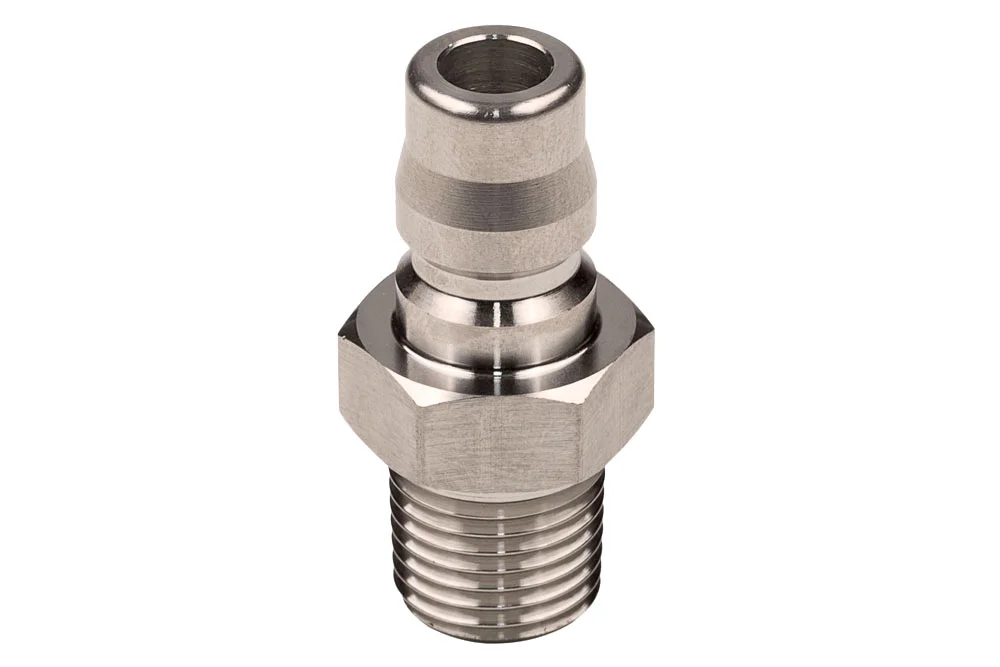 Spinotto innesto rapido a passaggio totale con filettatura maschio BSPT, NITTO KOHKI TSP CUPLA, acciaio al carbonio