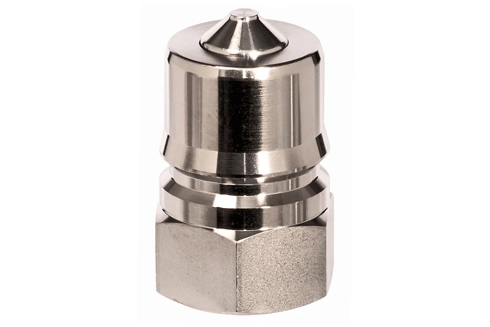 Spina per innesto rapido con valvola e filettatura femmina BSPT, NITTO KOHKI SP CUPLA tipo A, acciaio inox AISI 304