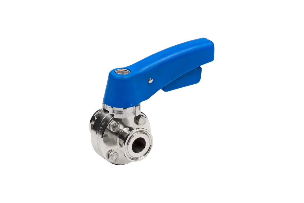 Valvola igienica DIN 32676-A con attacchi TRICLOVER, acciaio inox AISI 304