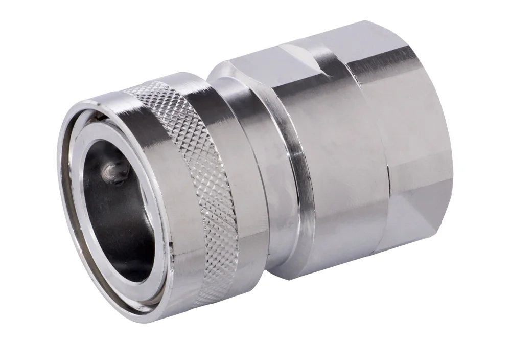 Presa innesto rapido acqua NiTO 3/4" con filettatura interna e valvola di chiusura, ottone
