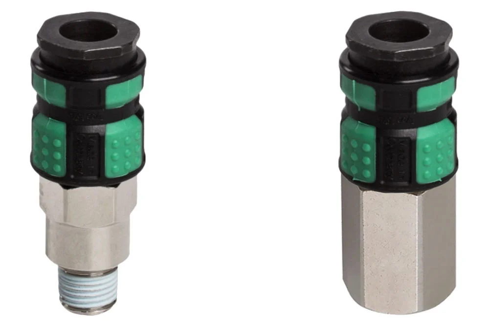 Innesto rapido DN5.5 con valvola, filettato, acciaio temprato, serie 1423KA
