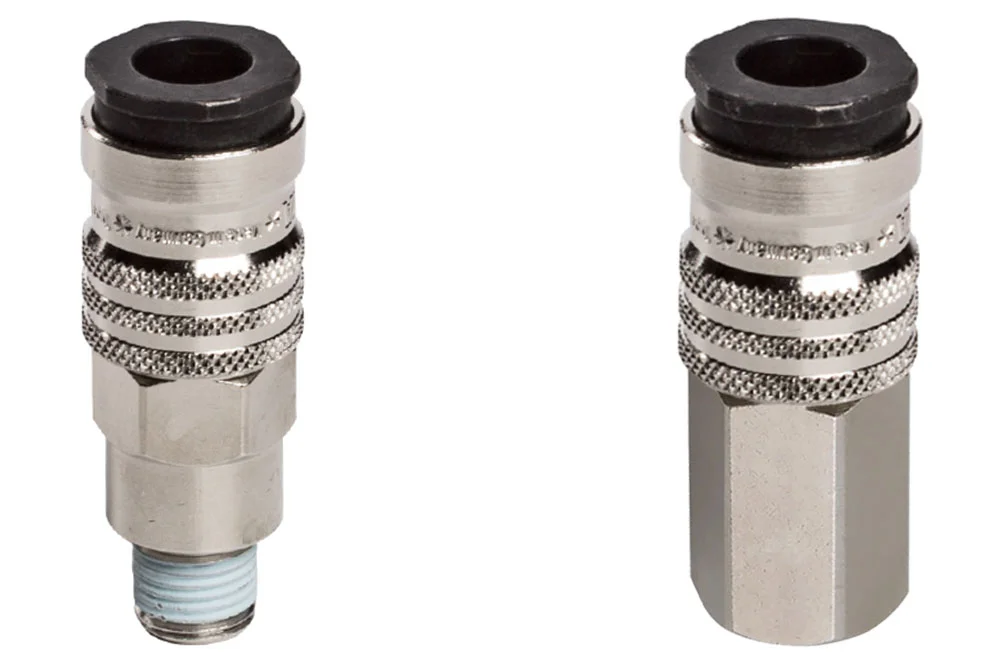 Innesto rapido DN7.8 con valvola, filettato, acciaio temprato, serie 1600KA