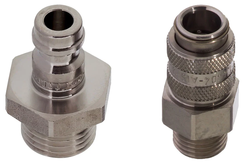 Spina e presa per innesto DN5 con filetto maschio, acciaio inox, serie 21KA