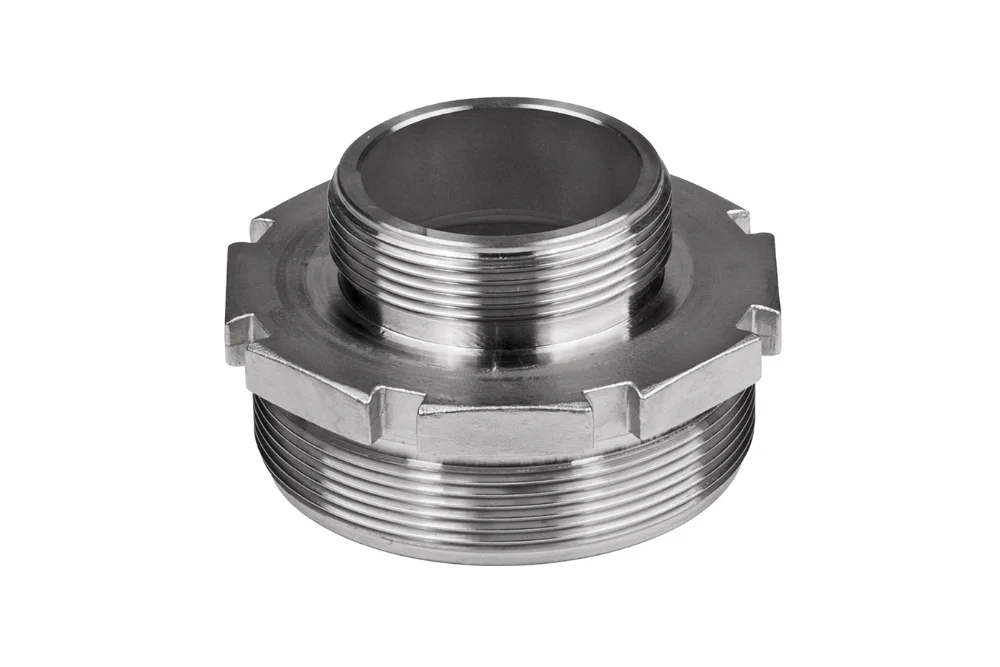 Adattatore riduttore con filettature maschio BSP, NPT e trapezoidale su entrambi i lati, acciaio inox, tipo RN