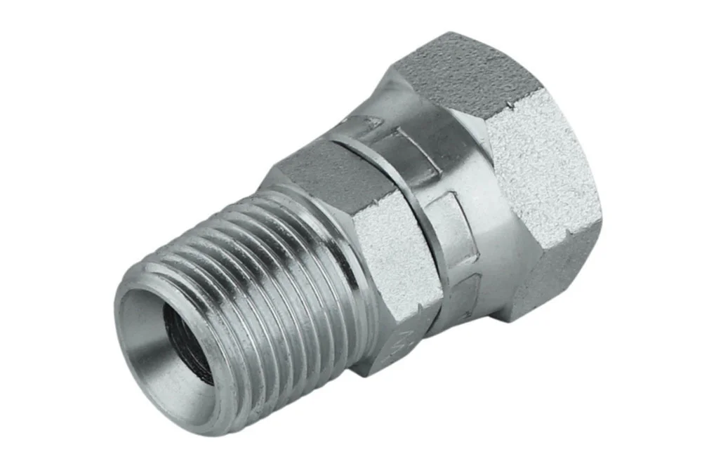 Adattatore idraulico - riduzione da GZ BSPT x GW BSP con dado girevole, acciaio al carbonio, tipo A104T
