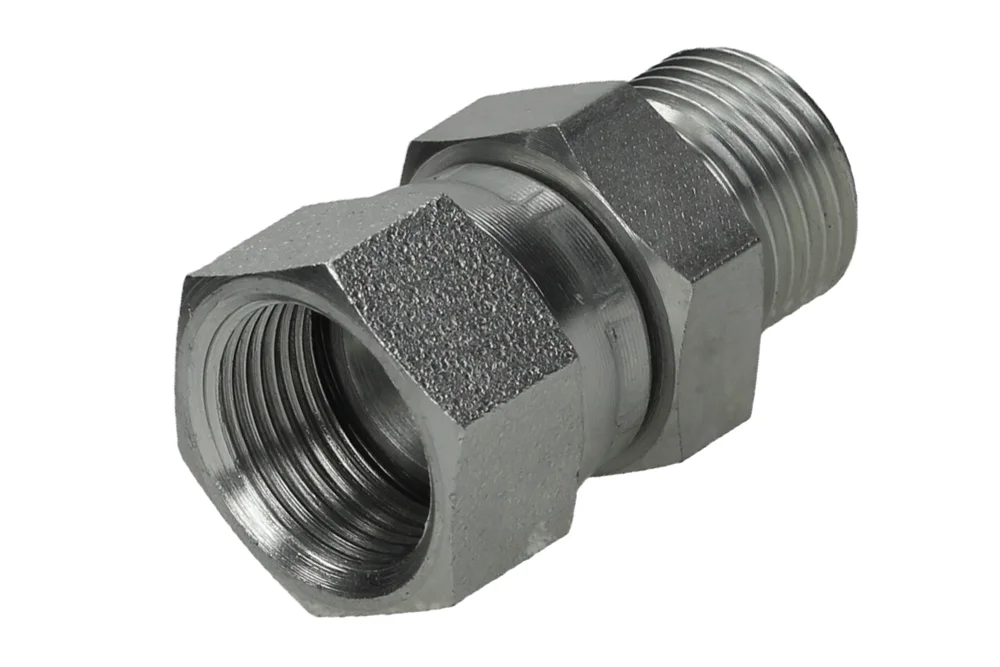 Adattatore idraulico - riduzione JIS Komatsu con dado girevole GW METRICO x GZ BSP, acciaio al carbonio, tipo A504