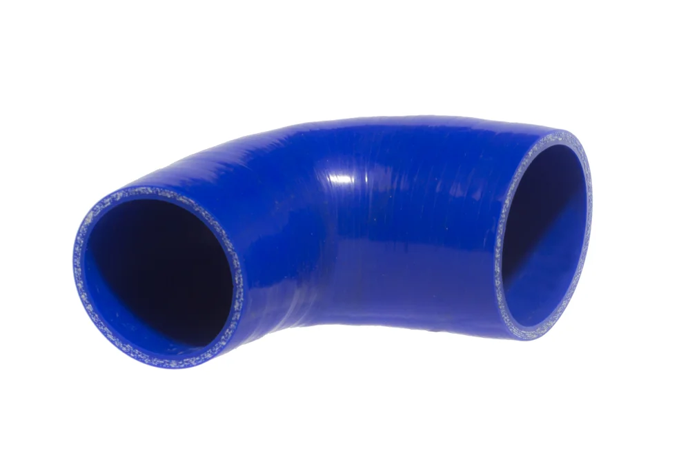 Gomito ridotto in silicone 90° rinforzato con poliestere, ER, blu